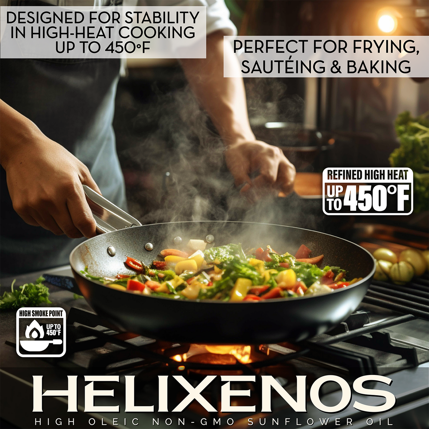 3 Pack Helixenos 100% High Oleic Sunflower Oil 5L