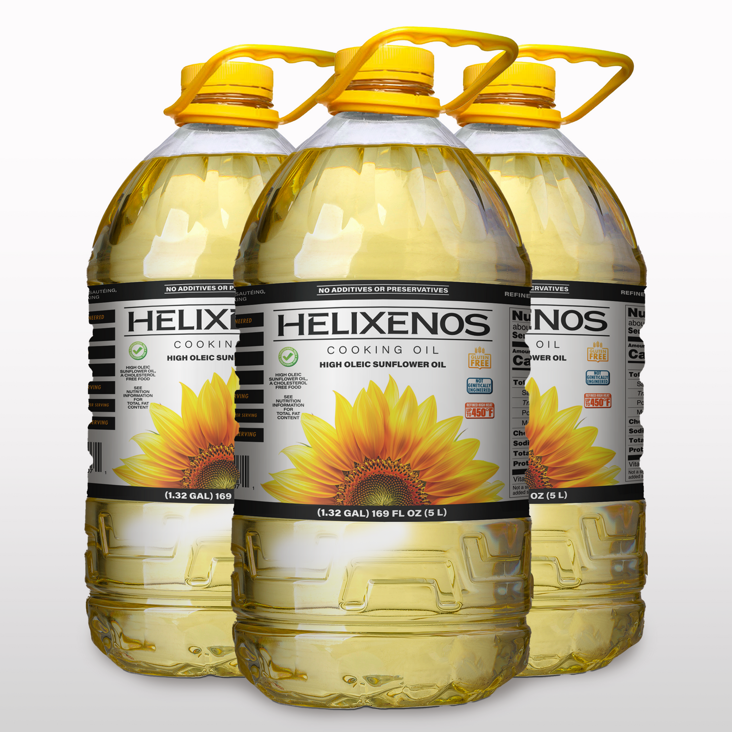 3 Pack Helixenos 100% High Oleic Sunflower Oil 5L